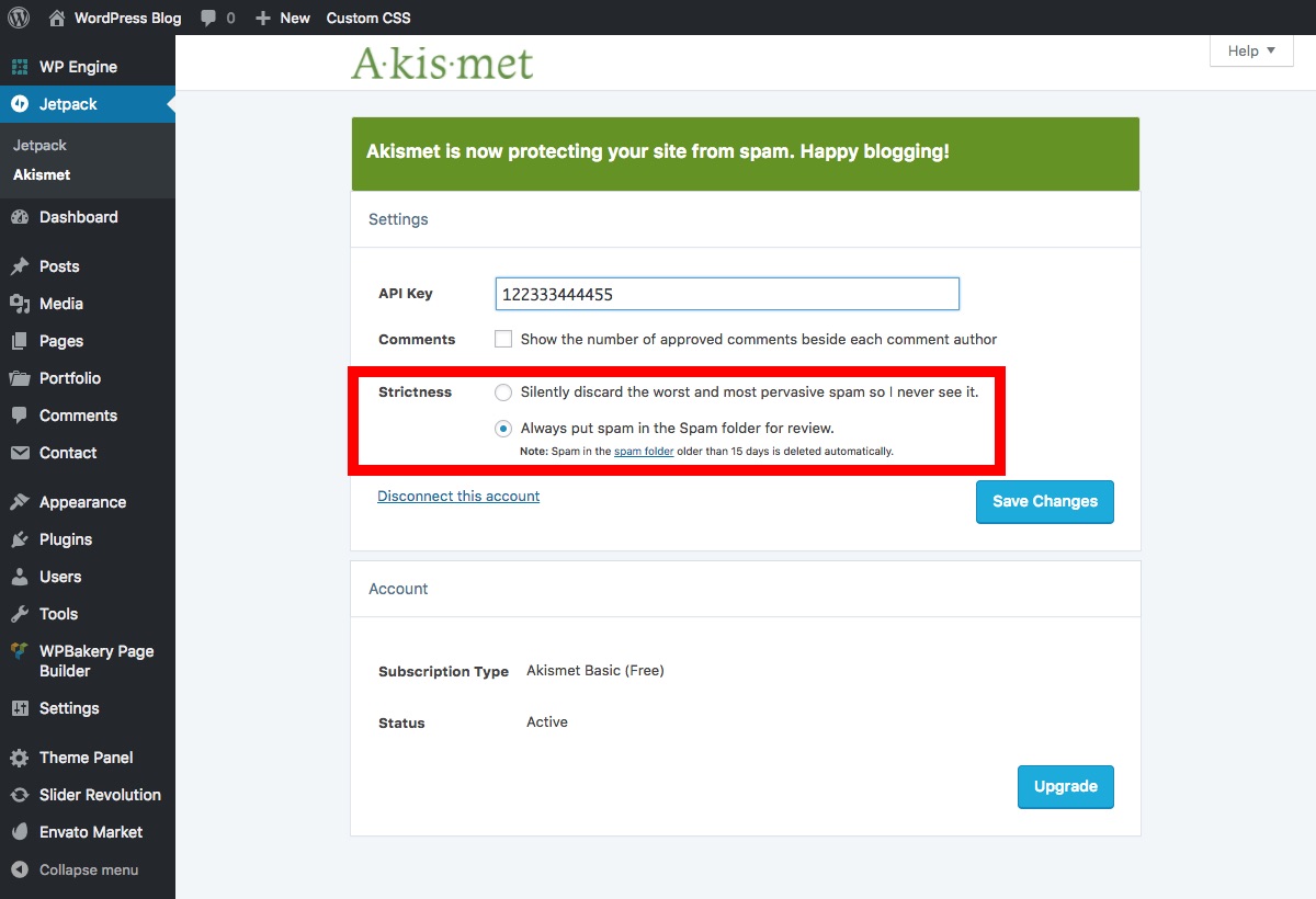 Akismet Spam Filtering