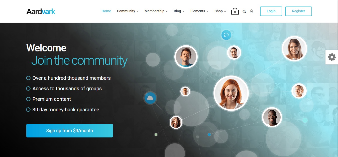 aardvark buddypress community wordpress theme