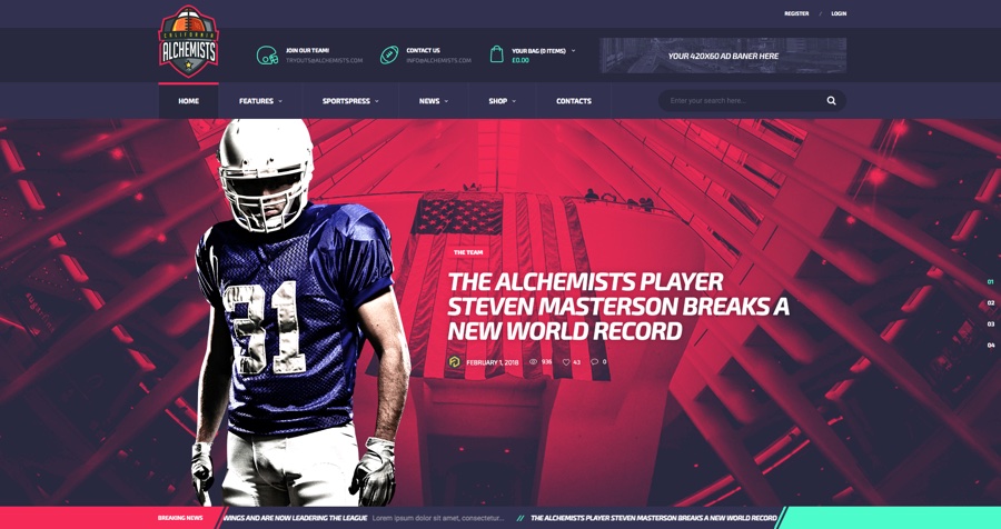 Alchemists - Sports Club and News WordPress Theme