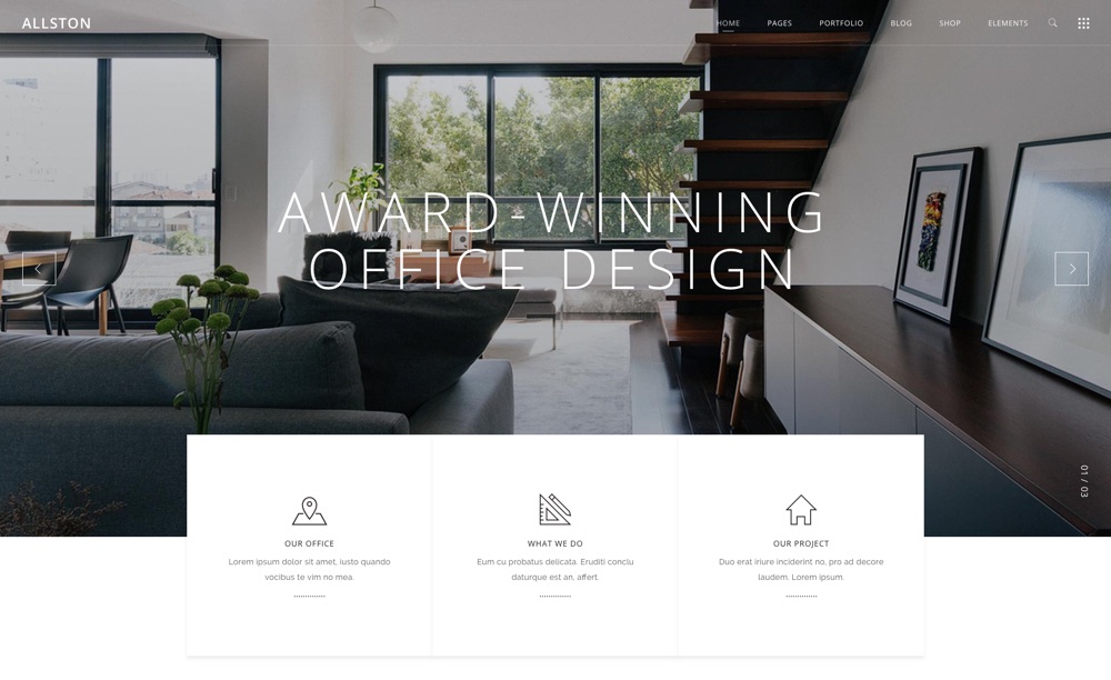 Allston Contemporary Interior Design WordPress Theme