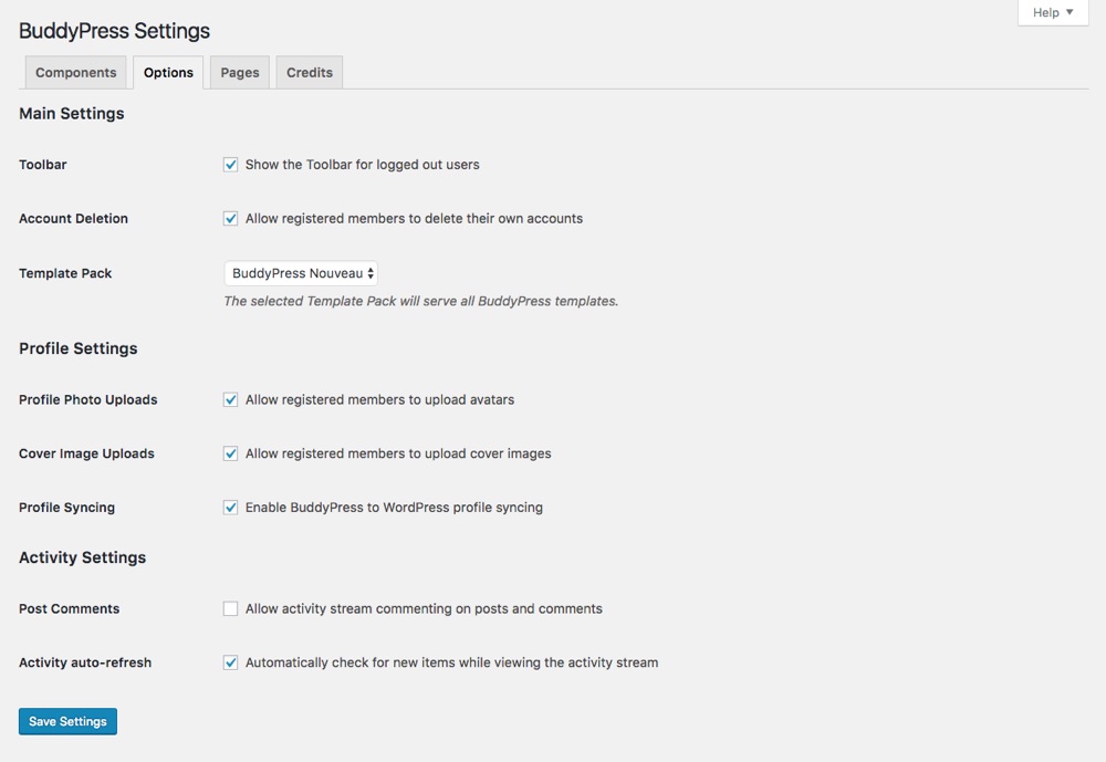 BuddyPress Options
