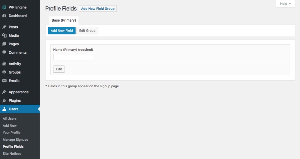 BuddyPress Custom Profile Fields