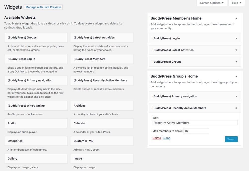 BuddyPress Widgets