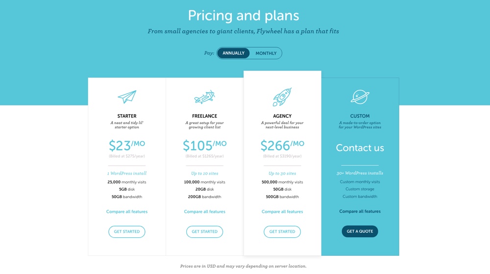 Flywheel Hosting Pricing