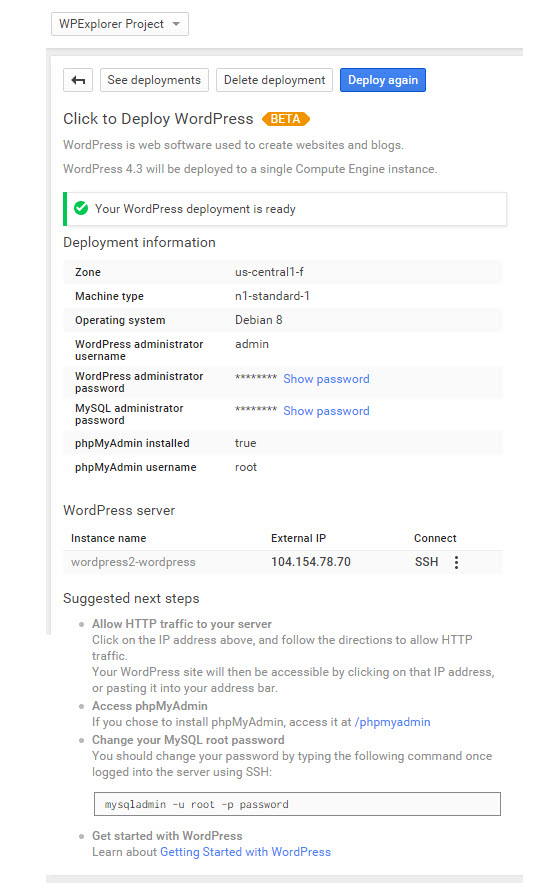 google-cloud-wordpress-013-wordpress installation complete