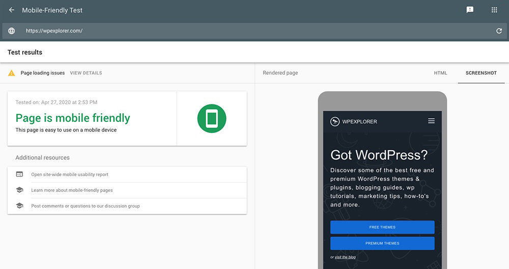 Google Mobile Friendly Test