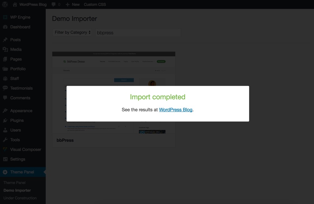 Total bbPress Demo Import Complete