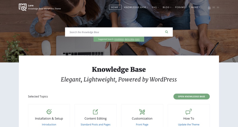 Lore - Elegant Knowledge Base WordPress Theme