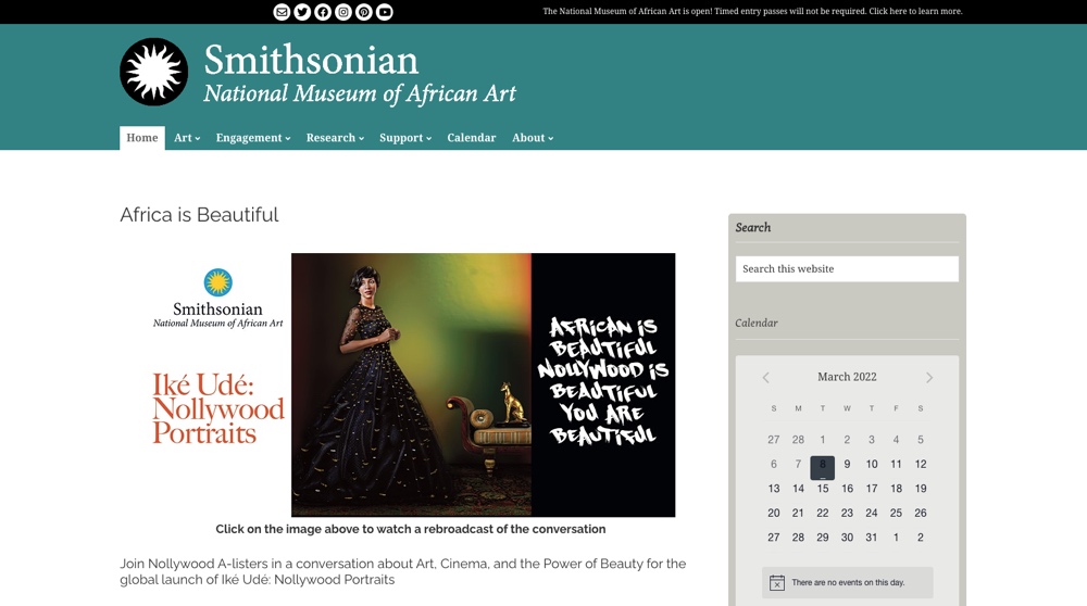 National Museum of African Art Website Screenshot