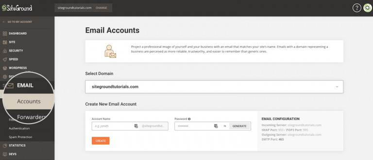 SiteGround Email Setup