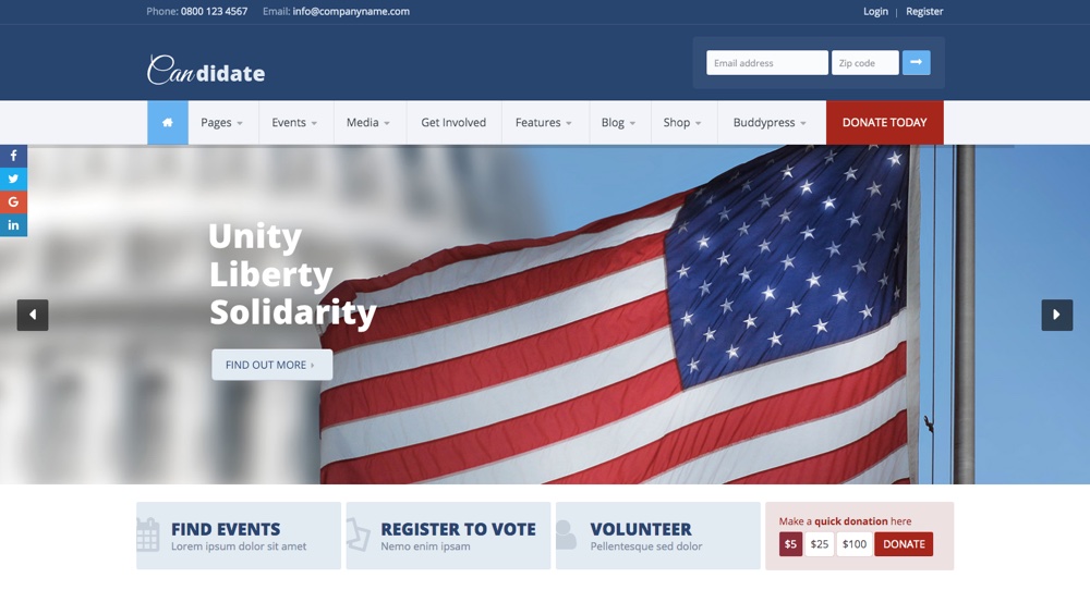 Candidate Political WordPress Theme