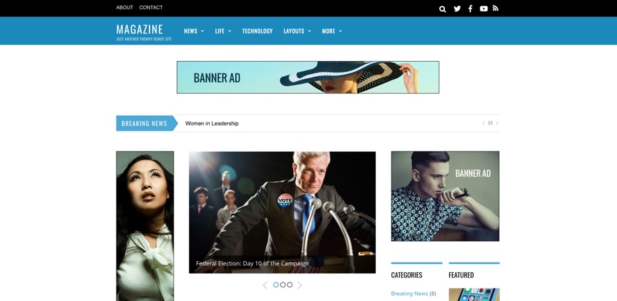 3-Column Magazine WordPress Theme