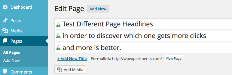 Title Experiments A/B Split Testing Tool for WordPress