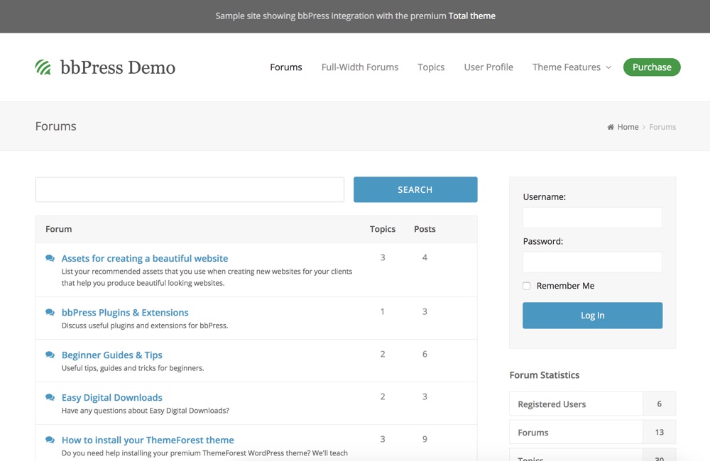 Total WordPress Theme bbPress Demo