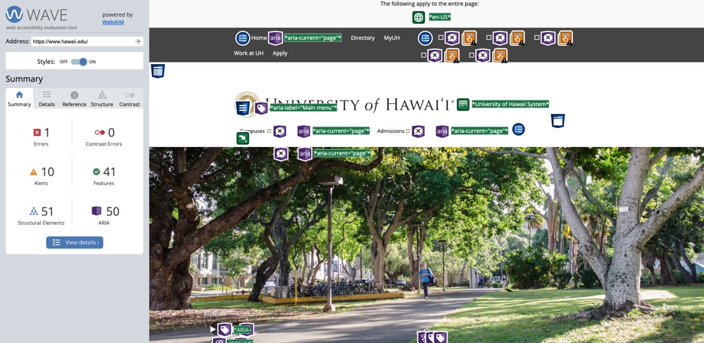 WAVE Accessibility Check