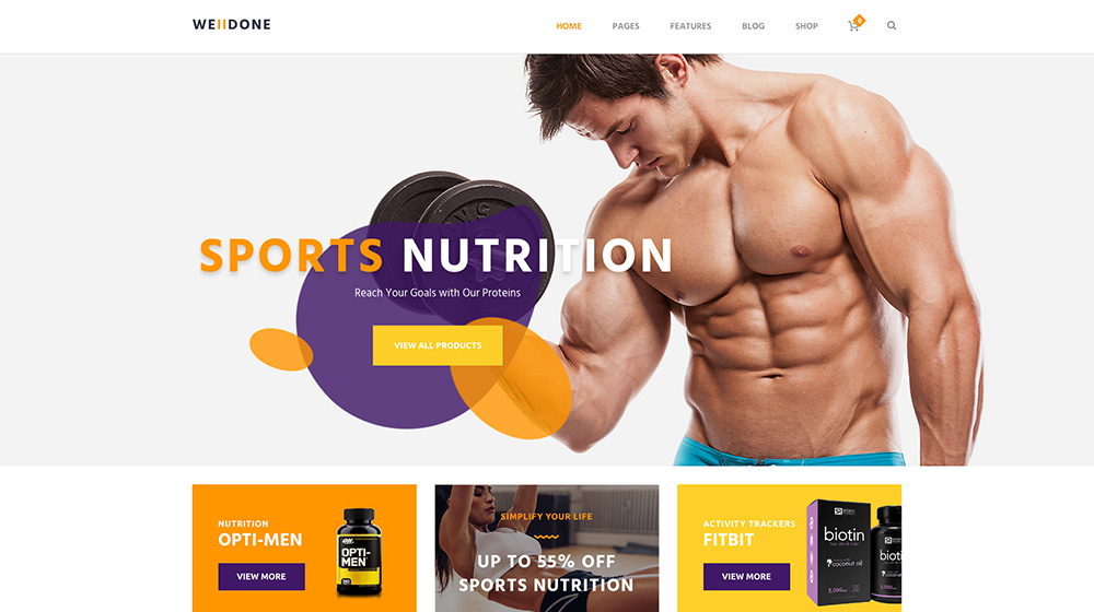 Welldone Sports, Fitness & Nutrition Store WordPress Theme