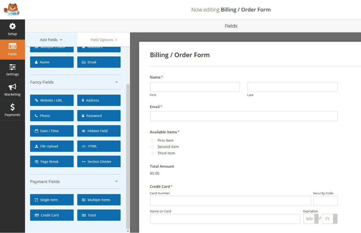 WPForms Billing Form