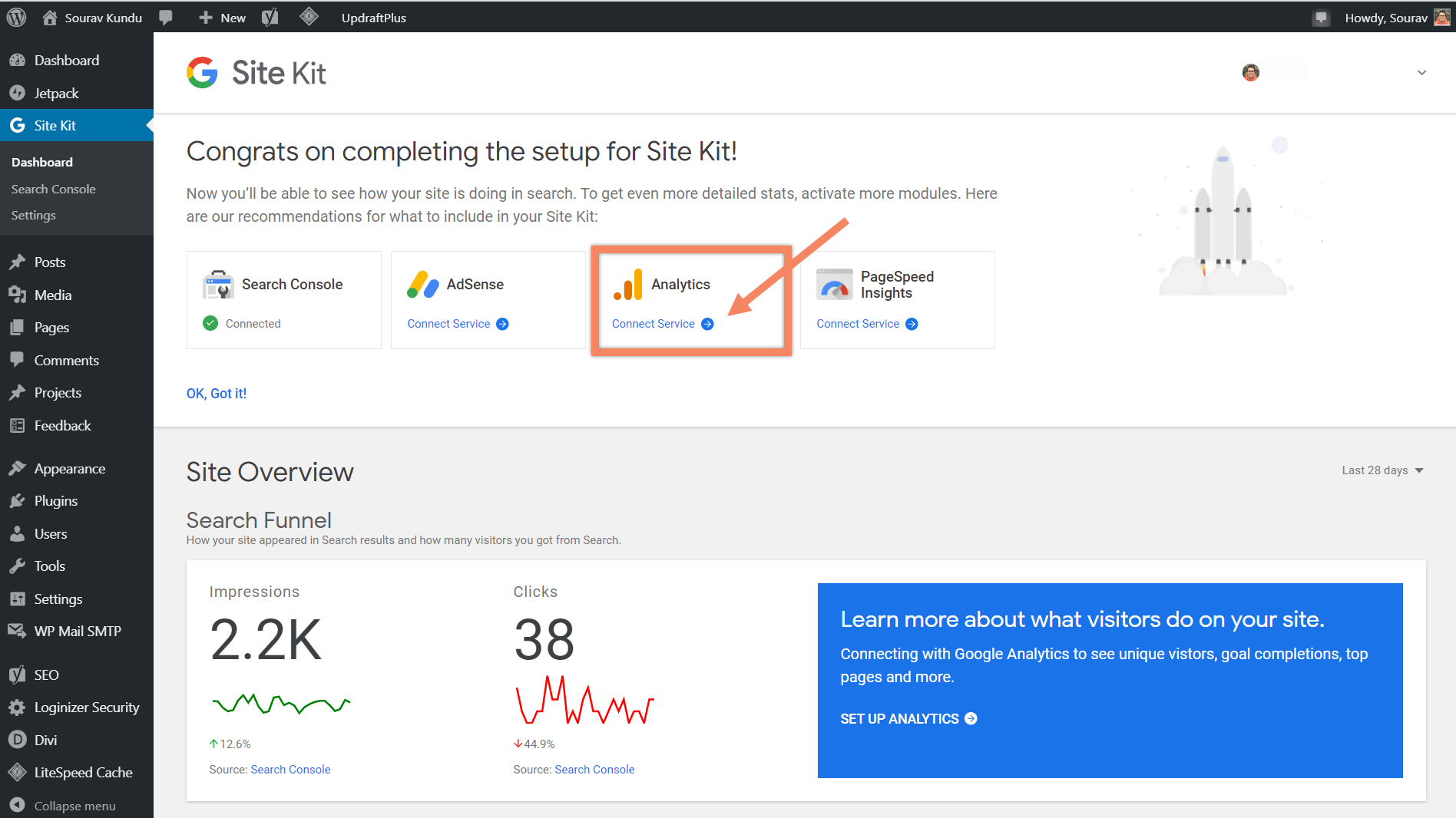 how to link google site kit and google analytics 0