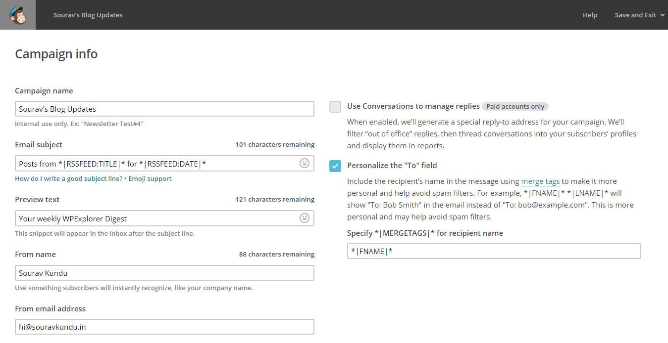 configure campaign information