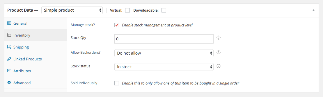 WooCommerce Product Inventory