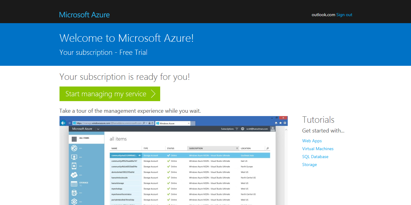 azure-install-wordpress-account-created