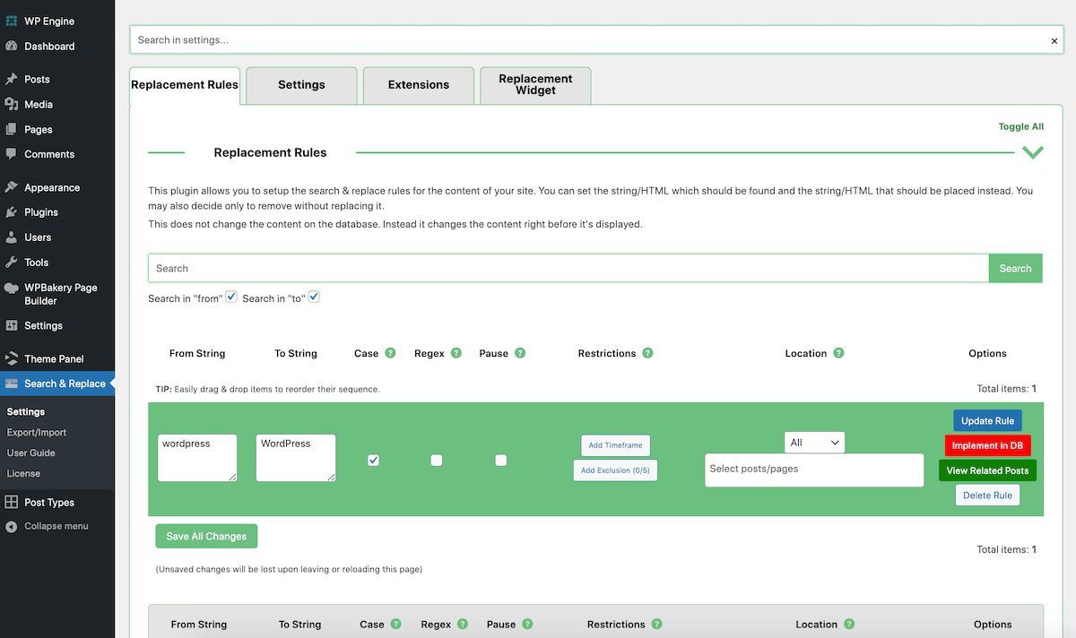 CM Search and Replace - Edit Replacement Rules