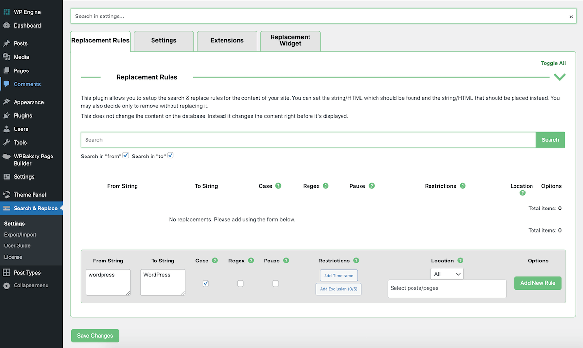 CM Search and Replace - Replacement Rules