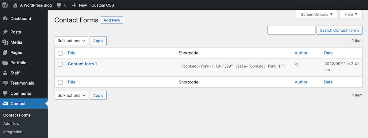 Contact Form 7 Dashboard