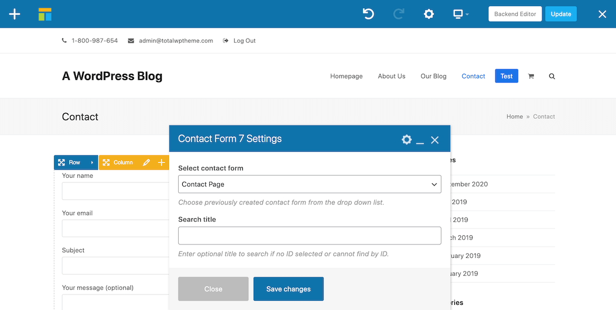 Contact Form 7 WPBakery Element in Total