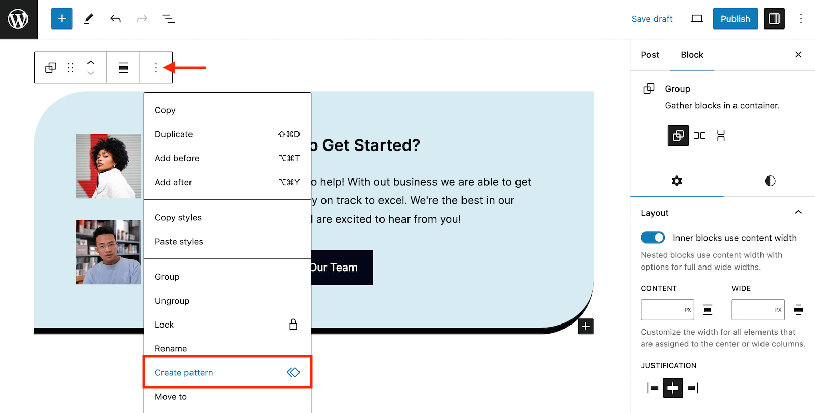 Create a Pattern from Group