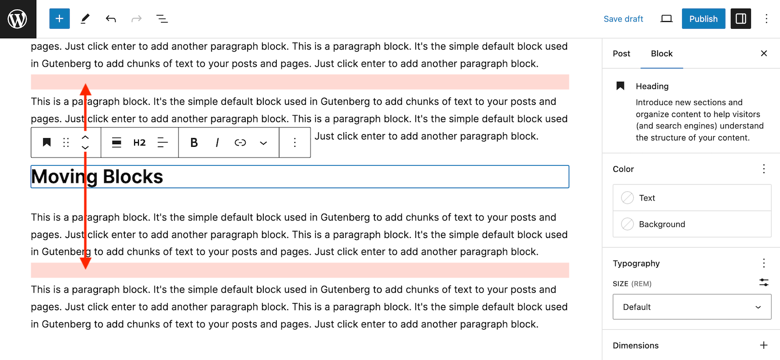 Moving Blocks in a Design