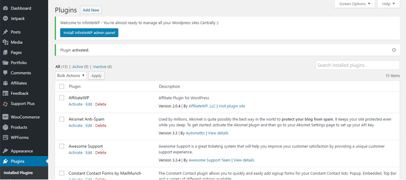 InfiniteWP WordPress management tool