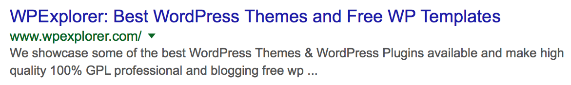 Screenshot of WPExplorer meta description.