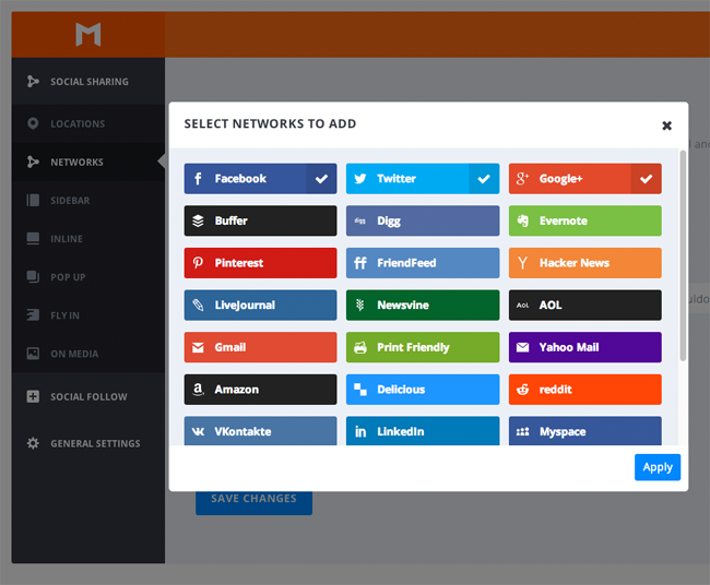 Monarch supports multiple social networks