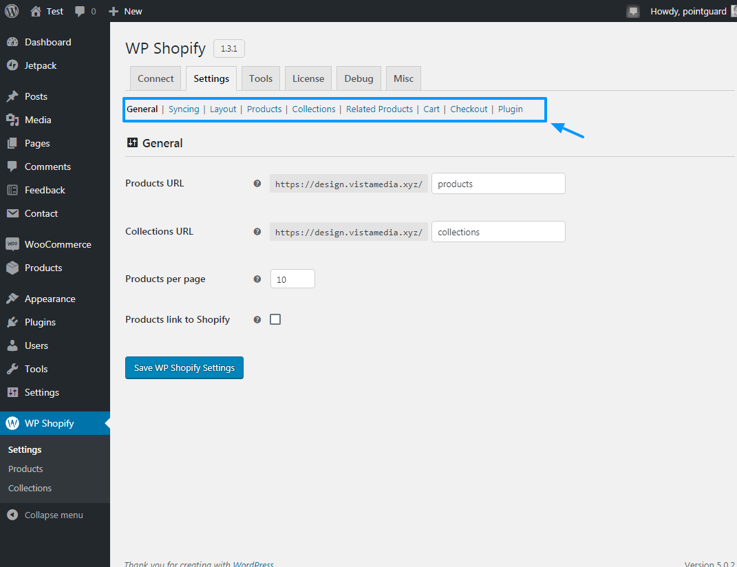 ShopWP settings