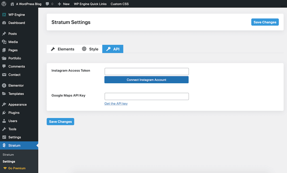 Stratum Settings: API