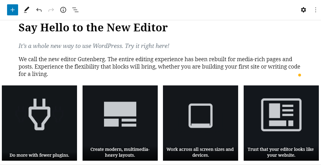 the new gutenberg wordpress block editor