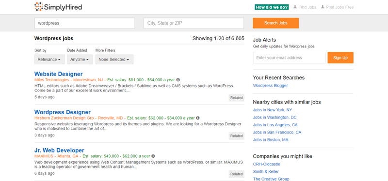 WordPress Jobs Simply Hired