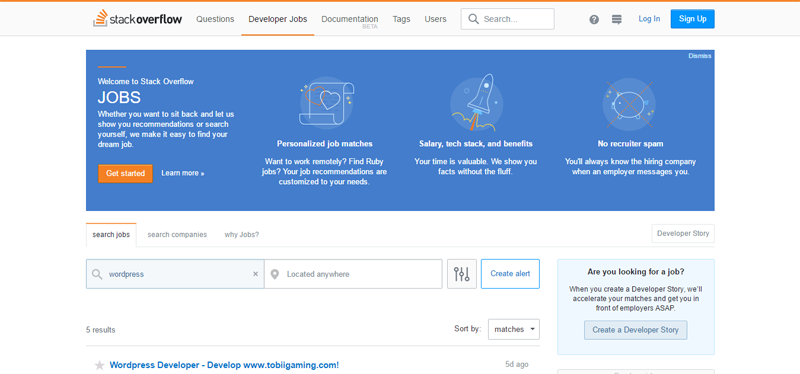 WordPress Jobs Stack Overflow