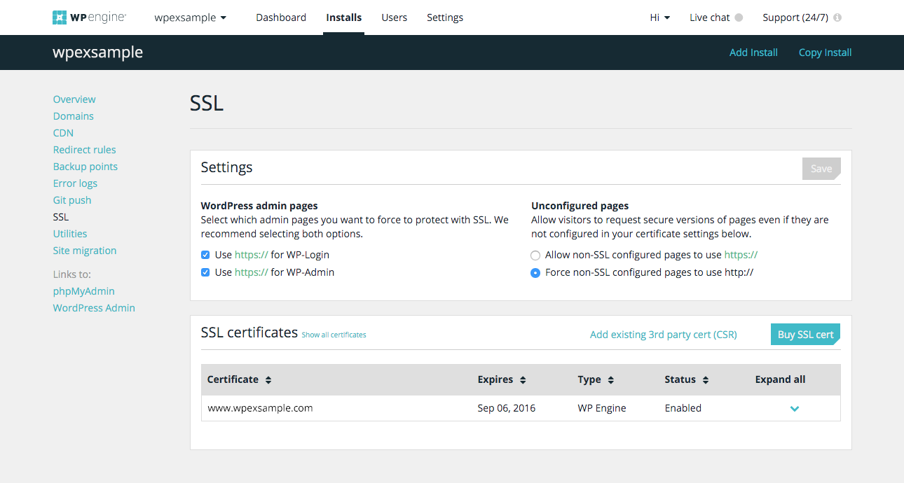 WP Engine SSL