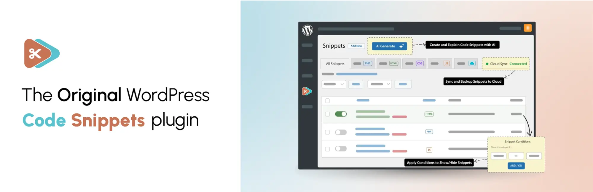 Code Snippets WordPress plugin banner