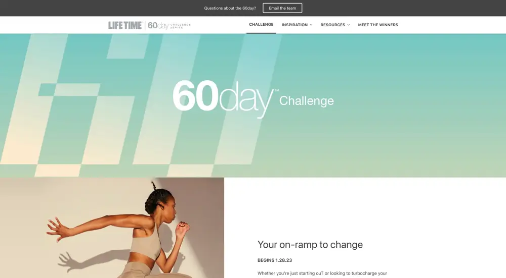 Life Time 60 Day challenge website