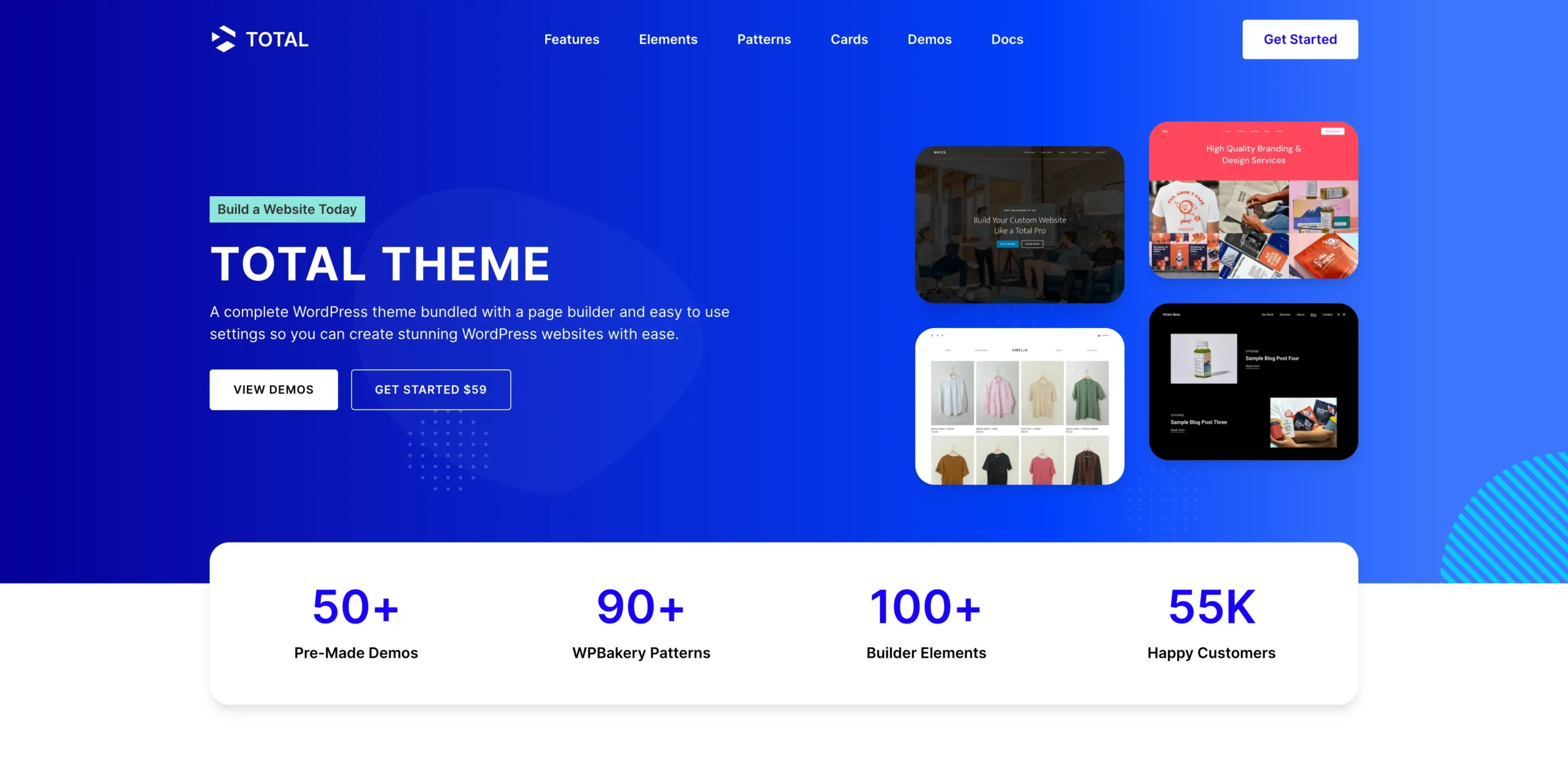 Total WordPress Theme Landing Page